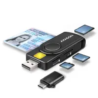 Axagon CRE-SMP2A USB Smart card & SD/microSD/SIM PocketReader kiipkaardilugeja Hoonesisene USB Type-A/USB Type-C Must – pilt 5