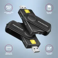 Axagon CRE-SMP2A USB Smart card & SD/microSD/SIM PocketReader kiipkaardilugeja Hoonesisene USB Type-A/USB Type-C Must – pilt 14