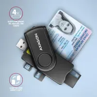 Axagon CRE-SMP2A USB Smart card & SD/microSD/SIM PocketReader kiipkaardilugeja Hoonesisene USB Type-A/USB Type-C Must – pilt 18