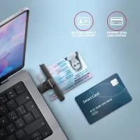 Axagon CRE-SMPC USB-C Smart card/ID card PocketReader kiipkaardilugeja Hoonesisene USB tüüp-C Must – pilt 6