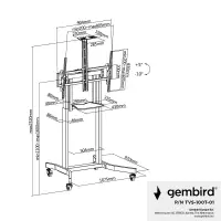 TV SET ACC FLOOR STAND 55-100"/HEIGHT ADJ TVS-100T-01 GEMBIRD – pilt 2