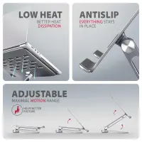 Axagon HMC-STND sülearvuti raam & alus Hõbe 43,9 cm (17.3") – pilt 5