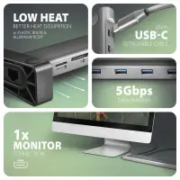 Axagon HMC-10HLS sülearvuti dokk ja pordireplikaator Juhtmega ühendatud USB 3.2 Gen 1 (3.1 Gen 1) Type-C Must, Hall – pilt 9