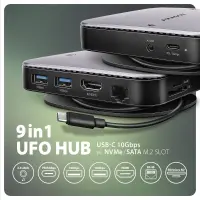 Axagon HMC-UFO USB-C Hub M.2 SATA/NVMe 1 Gbit/s Ethernet 384 kHz Audio Juhtmega ühendatud USB 3.2 Gen 2 (3.1 Gen 2) Type-C Must – pilt 17