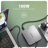 Axagon HMC-UFO USB-C Hub M.2 SATA/NVMe 1 Gbit/s Ethernet 384 kHz Audio Juhtmega ühendatud USB 3.2 Gen 2 (3.1 Gen 2) Type-C Must – pilt 26