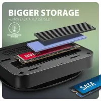 Axagon HMC-UFO USB-C Hub M.2 SATA/NVMe 1 Gbit/s Ethernet 384 kHz Audio Juhtmega ühendatud USB 3.2 Gen 2 (3.1 Gen 2) Type-C Must – pilt 11