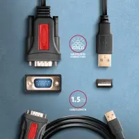 Axagon ADS-1PSN USB-A 2.0 - serial RS-232 DB9-M Prolific adapter cable 1.5m - Adapter - Digital/Daten järjestikkaabel Must 1,5 m USB tüüp A – pilt 8