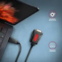 Axagon ADS-1PSN USB-A 2.0 - serial RS-232 DB9-M Prolific adapter cable 1.5m - Adapter - Digital/Daten järjestikkaabel Must 1,5 m USB tüüp A – pilt 13
