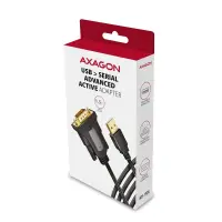 Axagon ADS-1PQN USB-A 2.0 - serial RS-232 DB9-M FTDI adapter cable 1.5m - Adapter - Digital/Daten järjestikkaabel Must 1,5 m USB tüüp A