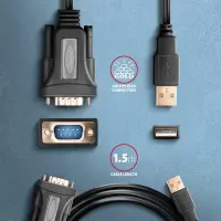Axagon ADS-1PQN USB-A 2.0 - serial RS-232 DB9-M FTDI adapter cable 1.5m - Adapter - Digital/Daten järjestikkaabel Must 1,5 m USB tüüp A – pilt 4
