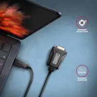 Axagon ADS-1PQN USB-A 2.0 - serial RS-232 DB9-M FTDI adapter cable 1.5m - Adapter - Digital/Daten järjestikkaabel Must 1,5 m USB tüüp A – pilt 9