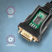 Axagon ADS-1PQN USB-A 2.0 - serial RS-232 DB9-M FTDI adapter cable 1.5m - Adapter - Digital/Daten järjestikkaabel Must 1,5 m USB tüüp A – pilt 14