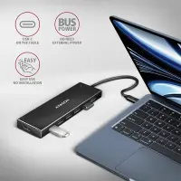 Axagon HUE-F7C 7x USB 3.2 Gen 1 ALU FLAT hub micro power IN 30cm USB-C USB 3.2 Gen 1 (3.1 Gen 1) Type-A 5000 Mbit/s Must – pilt 21