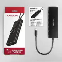 Axagon HUE-F7C 7x USB 3.2 Gen 1 ALU FLAT hub micro power IN 30cm USB-C USB 3.2 Gen 1 (3.1 Gen 1) Type-A 5000 Mbit/s Must – pilt 22
