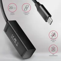 Axagon HUE-M1C jaotur USB 3.2 Gen 1 (3.1 Gen 1) Type-C 5000 Mbit/s Must – pilt 11