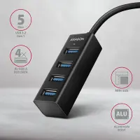 Axagon HUE-M1A jaotur USB 3.2 Gen 1 (3.1 Gen 1) Type-A 5000 Mbit/s Must – pilt 8
