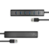 Axagon HUE-SA7BP jaotur USB 3.2 Gen 1 (3.1 Gen 1) Type-A 5000 Mbit/s Must – pilt 2