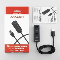 Axagon HUE-M1AL jaotur USB 3.2 Gen 1 (3.1 Gen 1) Type-A 5000 Mbit/s Must – pilt 18