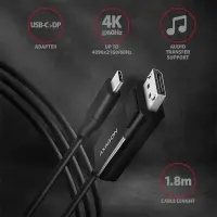 Axagon RVC-DPC videokaabliadapter 1,8 m USB tüüp-C DisplayPort Must – pilt 6