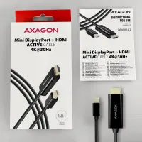 Axagon RVDM-HI14C2 Mini-DisplayPort zu HDMI Adapterkabel 4K/30 Hz 180 cm lang - Kabel - Digital/Display/Video 1,8 m Mini DisplayPort Must – pilt 2