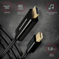 Axagon RVDM-HI14C2 Mini-DisplayPort zu HDMI Adapterkabel 4K/30 Hz 180 cm lang - Kabel - Digital/Display/Video 1,8 m Mini DisplayPort Must – pilt 15