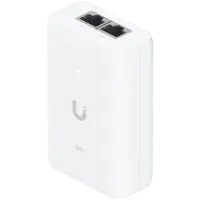 Ubiquiti U-POE+ adapter 30W, powers UniFi PoE+ devices, reduce dependency on PoE switch power, Contains RJ45 data input, AC cable with earth ground, and PoE+ output