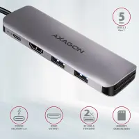 Axagon HMC-5 sülearvuti dokk ja pordireplikaator Juhtmega ühendatud USB 3.2 Gen 1 (3.1 Gen 1) Type-C Hall – pilt 18
