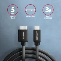 Axagon BUMM3-CM10AB USB-kaabel USB 3.2 Gen 1 (3.1 Gen 1) 1 m Micro-USB B USB C 5 Gbit/s Must – pilt 14