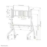 Neomounts Floor stand | FL50-575BL1 TV trolley | Adjustable Height | 65-110 " | Maximum weight (capacity) 125 kg | Black – pilt 24