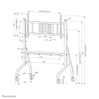 Neomounts Floor stand | FL50-575WH1 TV trolley | Adjustable Height | 65-110 " | Maximum weight (capacity) 125 kg | White – pilt 24