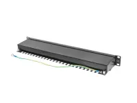 Lanberg | Patch Panel 24 Port 1U 19" CAT.5E FT with Cable Organizer Shielded | PPS5-1024-B | Black – pilt 2