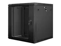 Lanberg | Rack cabinet 19" wall-mount 12U/600x600 (flat pack) with glass door | WF01-6612-10B | Black