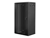 Lanberg | Rack cabinet 19" wall-mount 22U/600x450 (flat pack) with glass door | WF01-6422-10B | Black