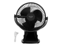 Adler Rechargeable Clip-on Desk Fan | AD 7342 | Table Fan | 5 W | Diameter 15.5 cm | Number of speeds 3 | Oscillation | Black – pilt 8