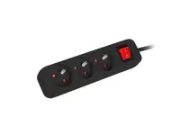 Lanberg Cable Power Strip, 3X French Outlets with Switch, Quality-Grade Copper, 3 m | PS1-03E-0300-BK