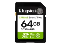 Kingston Canvas Select Plus | 64 GB | SD | Flash memory class Class 10, UHS-I, U1/U3, Video Class 10/30