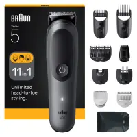 Braun 11-in-1 Grooming Kit | All-in-One Kit Series 5 AIO5560 | Cordless | Number of length steps 14 | Grey/Black
