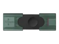 Kingston USB Flash Drive | DataTraveler Duo | 256 GB | USB Type-A and USB Type-C | Black/Green