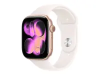 Apple Watch Series 11 GPS + Cellular 46mm Rose Gold Aluminium Case with Light Blush Sport Band - S/M | Apple