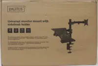 SALE OUT. DIGITUS Universal Monitor Mount with Notebook Holder | Digitus Desk Mount | DA-90436 | Tilt, swivel, height adjustment, rotate | Maximum weight (capacity) 9 kg | DAMAGED PACKAGING, SCRATCHED | Black – pilt 3