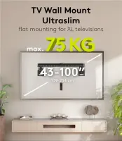 Goobay Wall mount | Ultraslim TV Wall Mount Basic FIXED (XL) | 43-100 " | Black – pilt 3