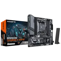 Gigabyte B550M GAMING X WIFI6 | Processor family AMD | Processor socket AM4 | DDR4 DIMM | Supported hard disk drive interfaces SATA, M.2 | Number of SATA connectors 4