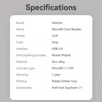MEMORY READER USB-C/MICROSD CLMH0 VENTION – pilt 11