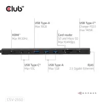 CLUB3D CSV-2550 sülearvuti dokk ja pordireplikaator Juhtmega ühendatud USB tüüp-C Must – pilt 23
