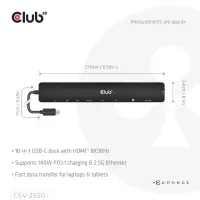 CLUB3D CSV-2550 sülearvuti dokk ja pordireplikaator Juhtmega ühendatud USB tüüp-C Must – pilt 24