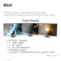 CLUB3D CSV-1565 sülearvuti dokk ja pordireplikaator Dokkimine USB 3.2 Gen 1 (3.1 Gen 1) Type-C Must – pilt 4