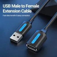 CABLE USB2.0 MALE TO FEMALE/2M BLACK CBIBH VENTION