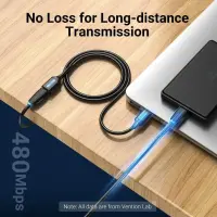 CABLE USB2.0 MALE TO FEMALE/2M BLACK CBIBH VENTION – pilt 4