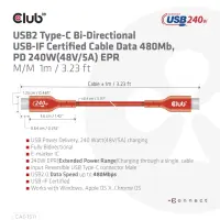 CLUB3D CAC-1511 USB-kaabel USB 2.0 1 m USB C 0,48 Gbit/s 240 W Oranž – pilt 6