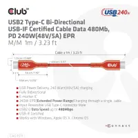 CLUB3D CAC-1511 USB-kaabel USB 2.0 1 m USB C 0,48 Gbit/s 240 W Oranž – pilt 16
